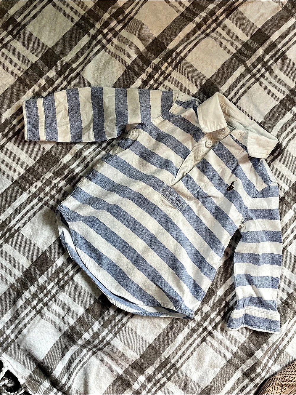 Ralph Lauren Boys 9M Blue & White Striped Polo